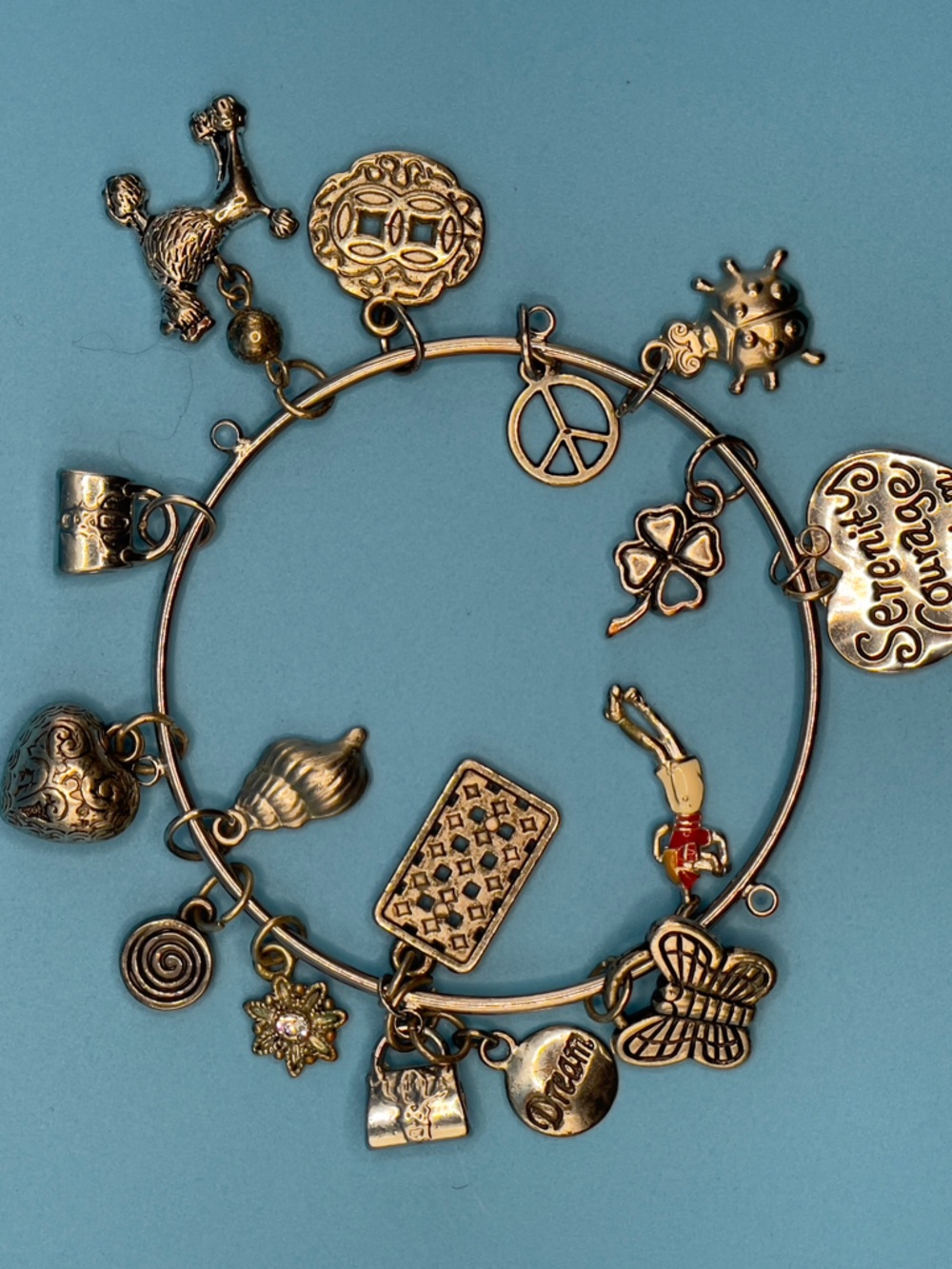 Serenity Loaded Charm Bangle • Turtle Mermaid Peace Clover • Gift Boxed - Picture 16 of 17